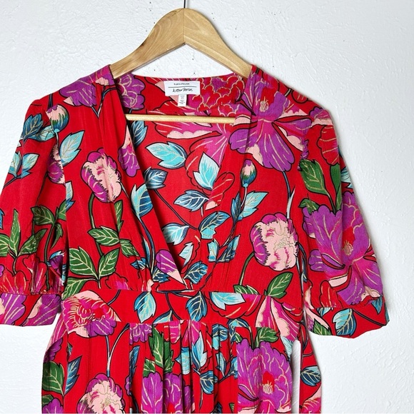 & Other Stories Red Floral Maxi Dress Bold Florals Sz 8 - Picture 3 of 8